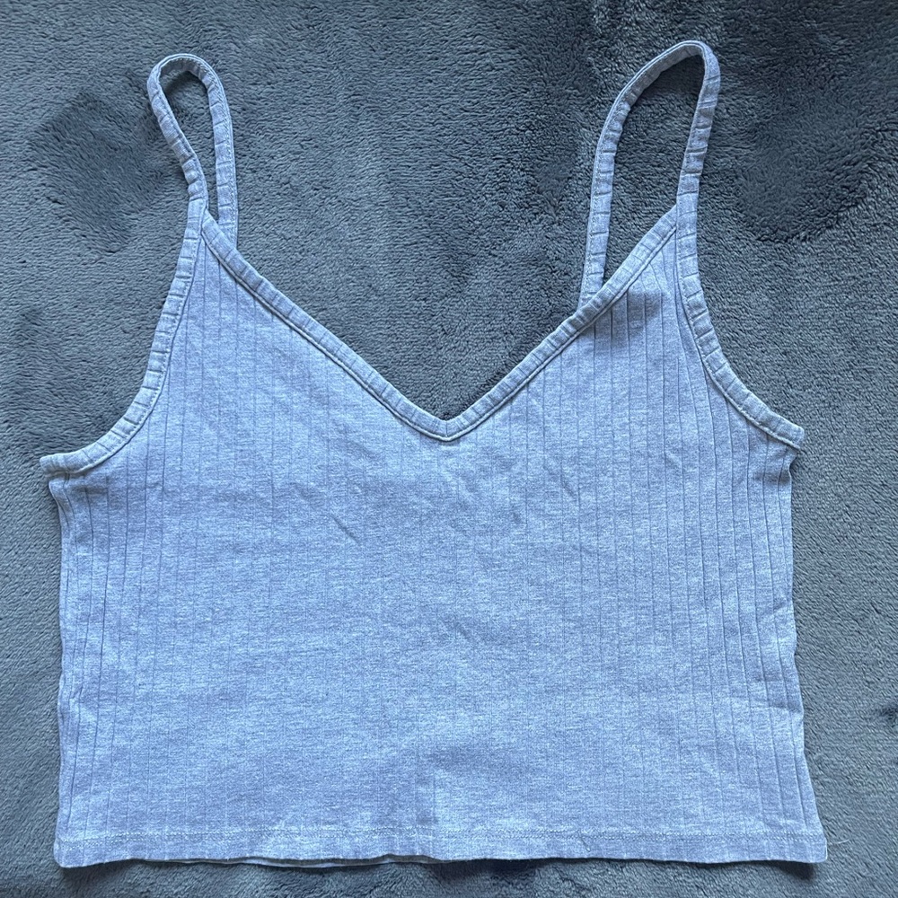Gray ribbed tank top